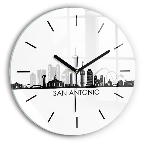 Kulaté skleněné hodiny s fotkou Město San Antonio Texas