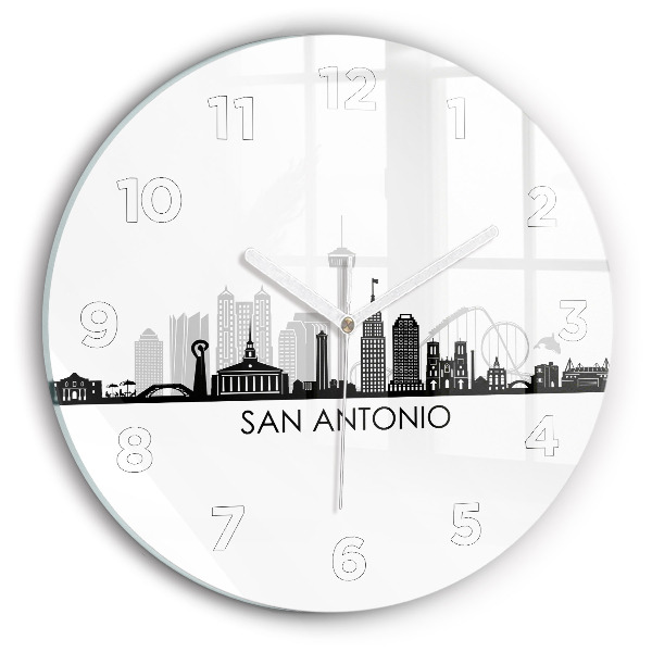 Kulaté skleněné hodiny s fotkou Město San Antonio Texas