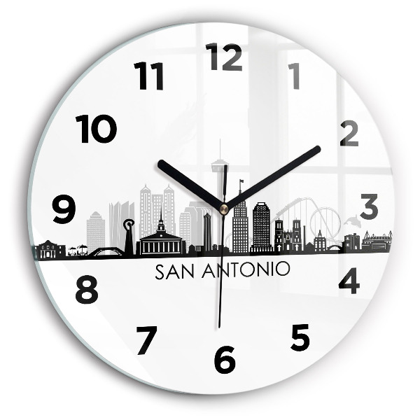Kulaté skleněné hodiny s fotkou Město San Antonio Texas