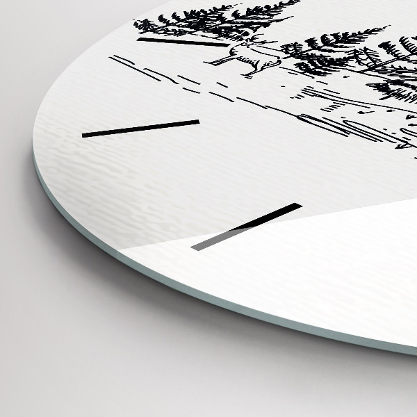 Kulaté skleněné hodiny s fotkou Kreslené město