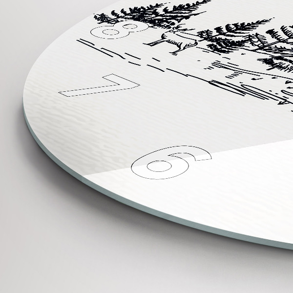 Kulaté skleněné hodiny s fotkou Kreslené město