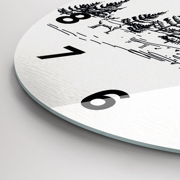 Kulaté skleněné hodiny s fotkou Kreslené město