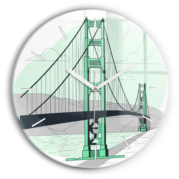 Kulaté skleněné hodiny s fotkou Zelený most