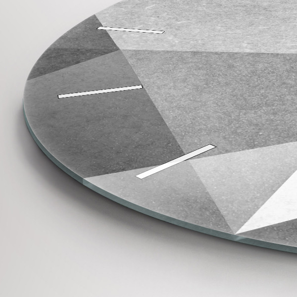 Kulaté skleněné hodiny s fotkou Šedá geometrická abstrakce