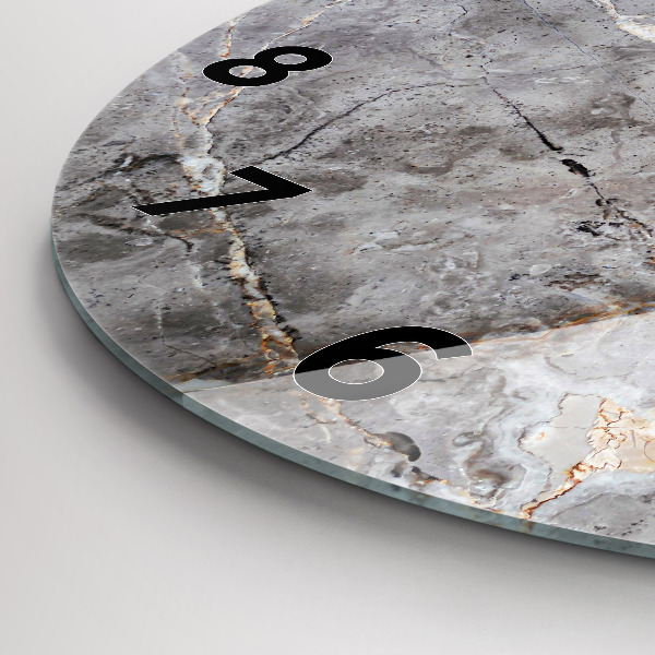 Kulaté skleněné hodiny s fotkou Šedý žulový mramor