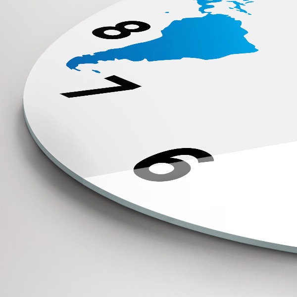 Kulaté skleněné hodiny s fotkou Mapa světa