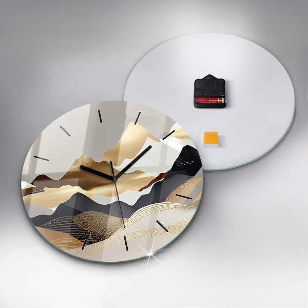 hodiny na skle Abstraktní zlaté hory