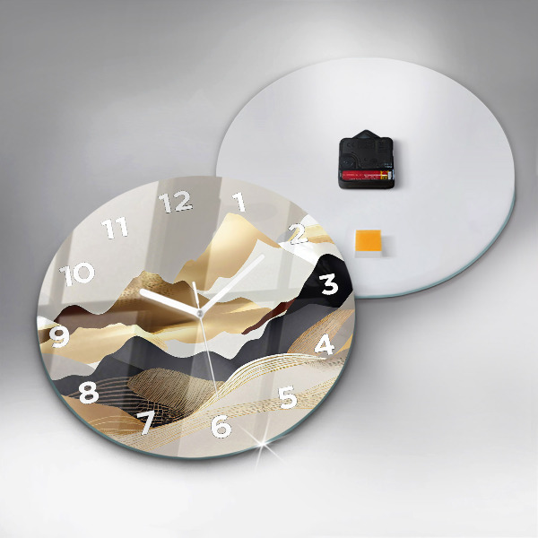 hodiny na skle Abstraktní zlaté hory