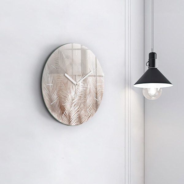 hodiny na skle Tropické boho listy