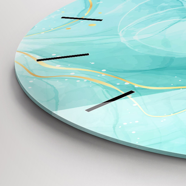 Kulaté skleněné hodiny s fotkou Abstraktní mramor