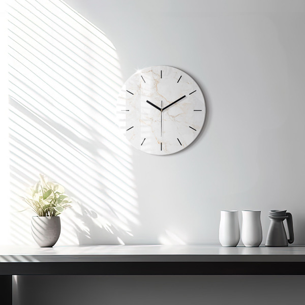 Kulaté skleněné hodiny s fotkou Elegantní mramor