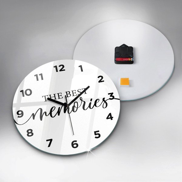 Kulaté skleněné hodiny s fotkou Vzpomínkový nápis