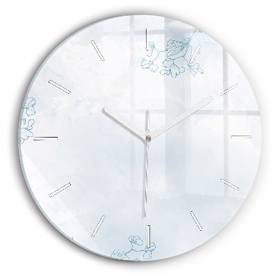 Kulaté skleněné hodiny s fotkou Skica rostlin