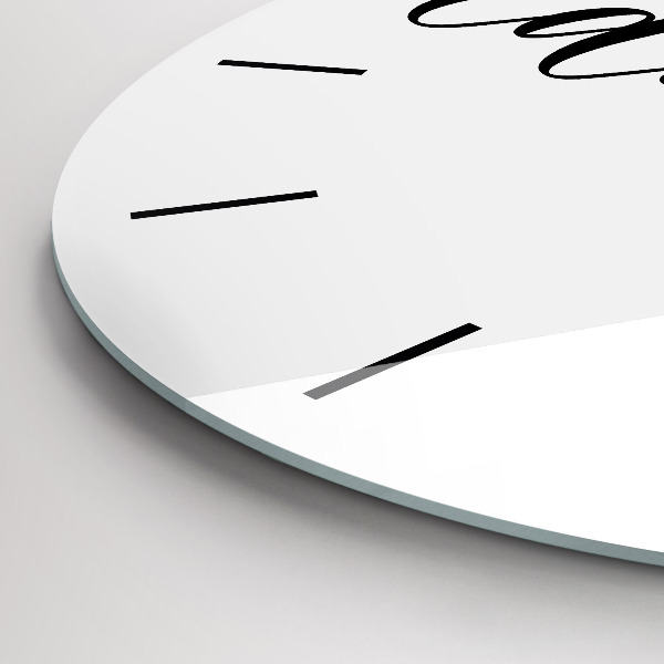 Kulaté skleněné hodiny s fotkou Dobrodružný nápis