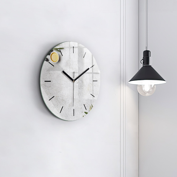 Kulaté skleněné hodiny s fotkou Minimalistické olivy