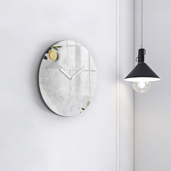 Kulaté skleněné hodiny s fotkou Minimalistické olivy