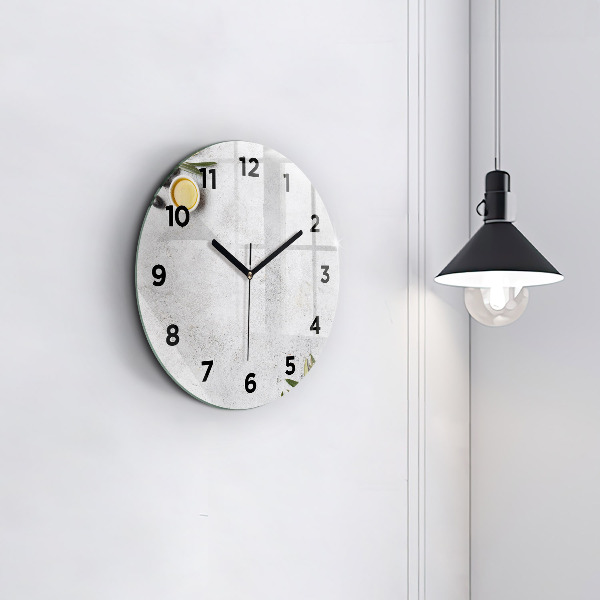 Kulaté skleněné hodiny s fotkou Minimalistické olivy
