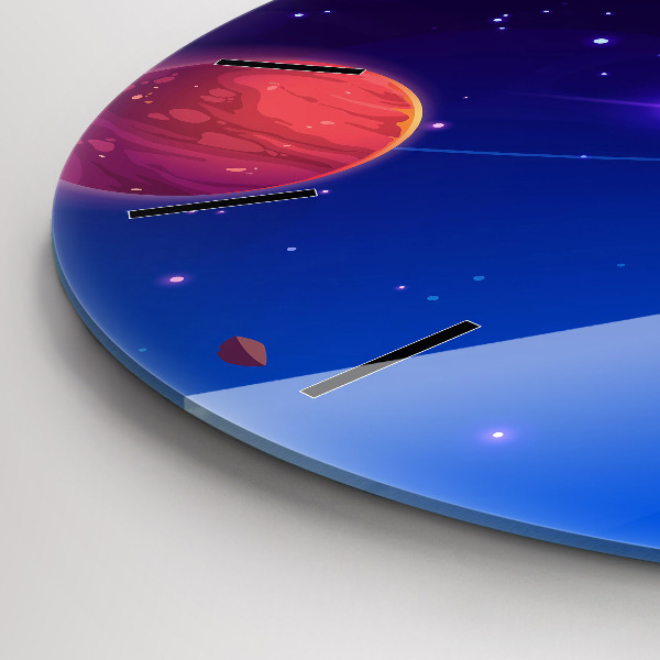 Kulaté skleněné hodiny s fotkou Galaxie planet