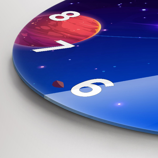 Kulaté skleněné hodiny s fotkou Galaxie planet
