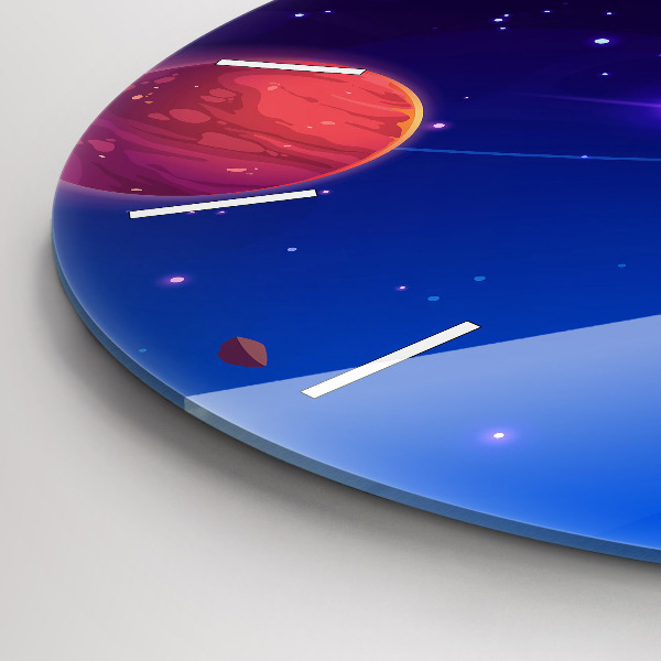 Kulaté skleněné hodiny s fotkou Galaxie planet