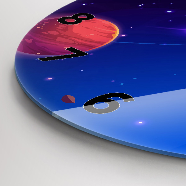 Kulaté skleněné hodiny s fotkou Galaxie planet