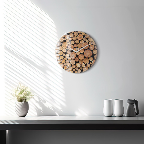 Kulaté skleněné hodiny s fotkou Kruhy stromů