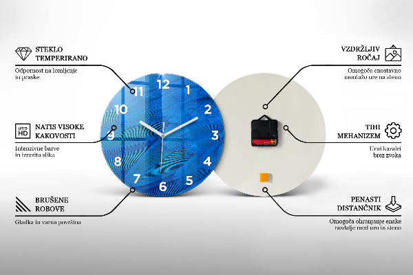 Kulaté skleněné hodiny s fotkou Malé bílé květy