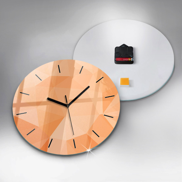 Kulaté skleněné hodiny s fotkou Abstraktní trojúhelníky