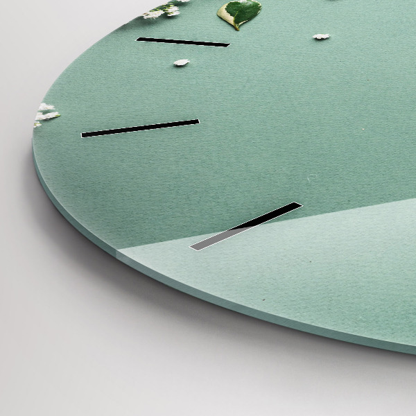 Kulaté skleněné hodiny s fotkou Jemné květiny