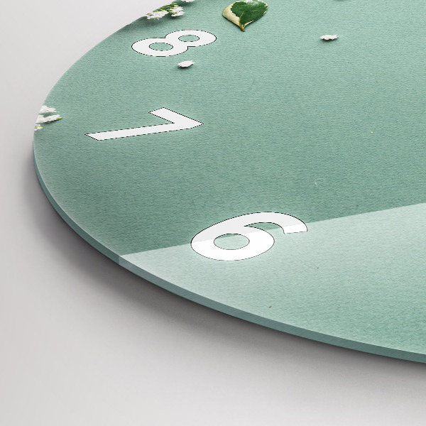 Kulaté skleněné hodiny s fotkou Jemné květiny