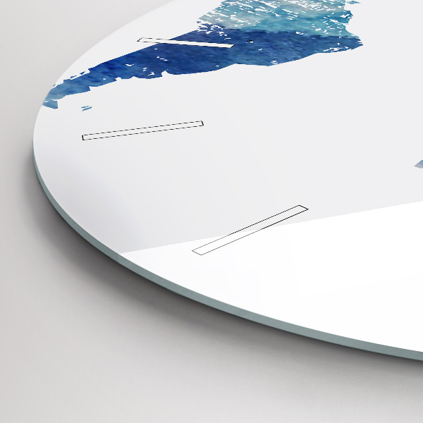 Kulaté skleněné hodiny s fotkou Mapa světa