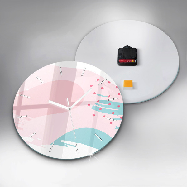 Kulaté skleněné hodiny s fotkou Pastelová abstrakce