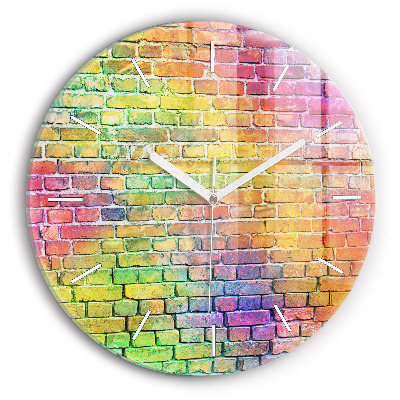 Kulaté skleněné hodiny s fotkou Malovaná zeď