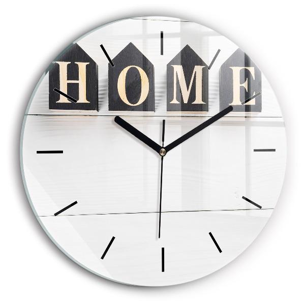 Kulaté skleněné hodiny s fotkou Nápis House