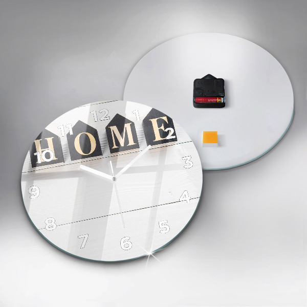 Kulaté skleněné hodiny s fotkou Nápis House