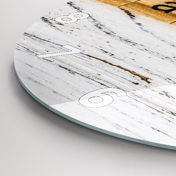 Kulaté skleněné hodiny s fotkou Rodinný nápis