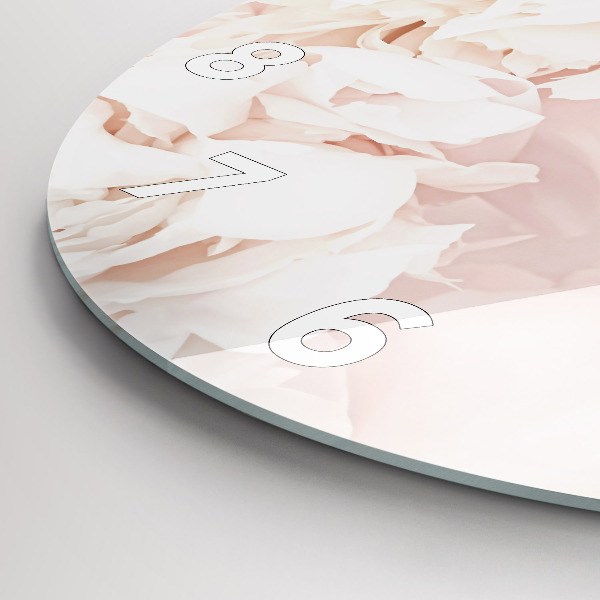 Kulaté skleněné hodiny s fotkou Květy pivoňky