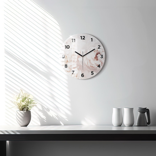 Kulaté skleněné hodiny s fotkou Květy pivoňky