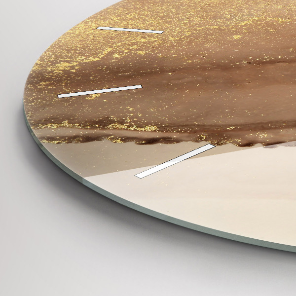 Kulaté skleněné hodiny s fotkou Béžové moderní umění