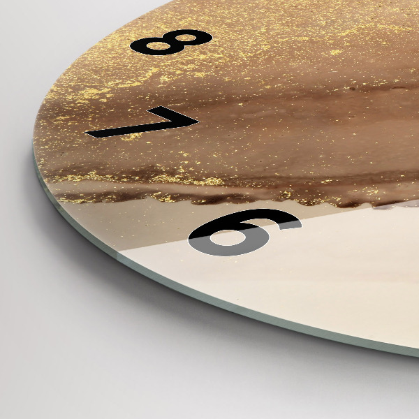 Kulaté skleněné hodiny s fotkou Béžové moderní umění