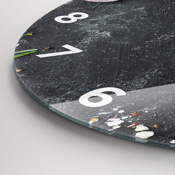 hodiny na skle Zelenina na stole