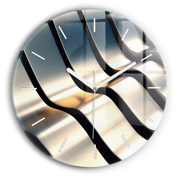 hodiny na skle Stříbrný vzor
