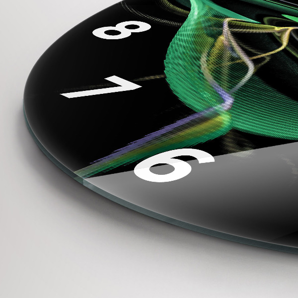 hodiny na skle Zelená abstrakce