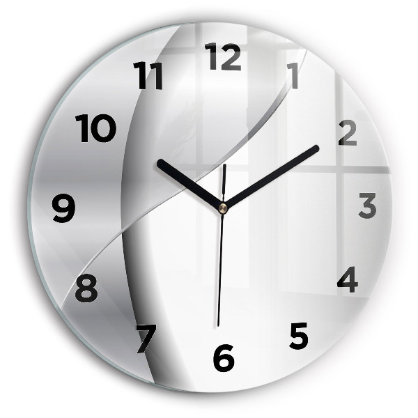 hodiny na skle Stříbrná abstrakce