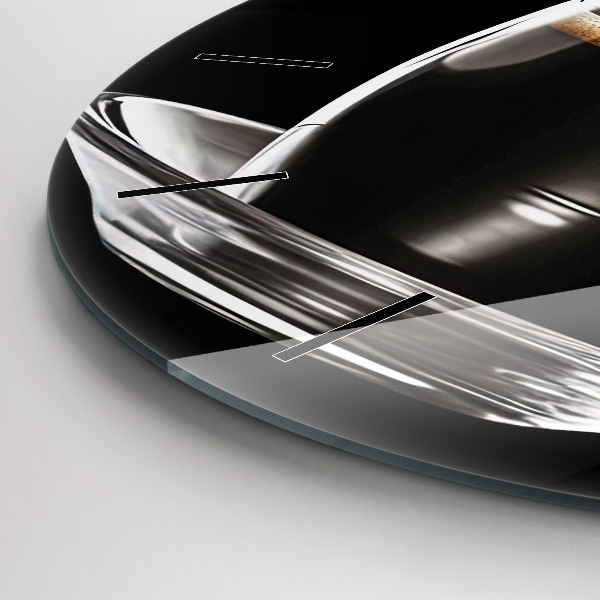 hodiny na skle Černá káva