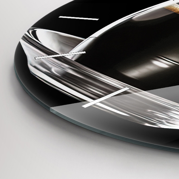 hodiny na skle Černá káva