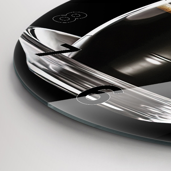 hodiny na skle Černá káva