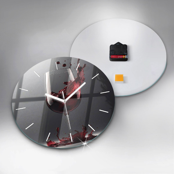 hodiny na skle Lampa s červeným vínem