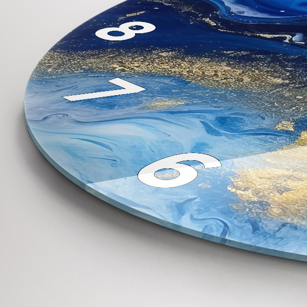 hodiny na skle Modrý mramor