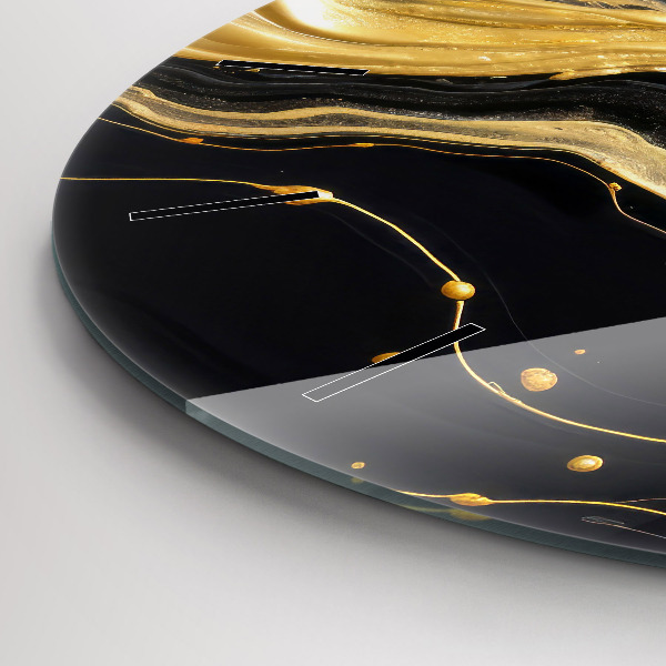 hodiny na skle Zlatý mramor